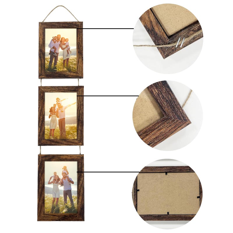 VMUZEDER 4x6 Wall Hanging Picture Frames Collage with 3 Opening White Frames - Image 3